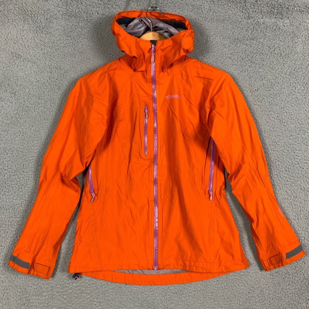 Norrona Bitihorn Jacket Women's Small Orange Full Zip Hooded Trail Lightweight
